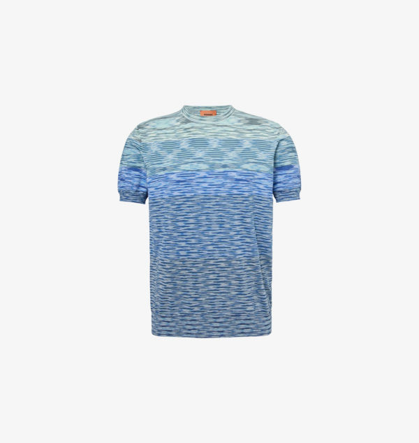 

Футболка из хлопкового трикотажа с короткими рукавами в полоску Missoni, синий