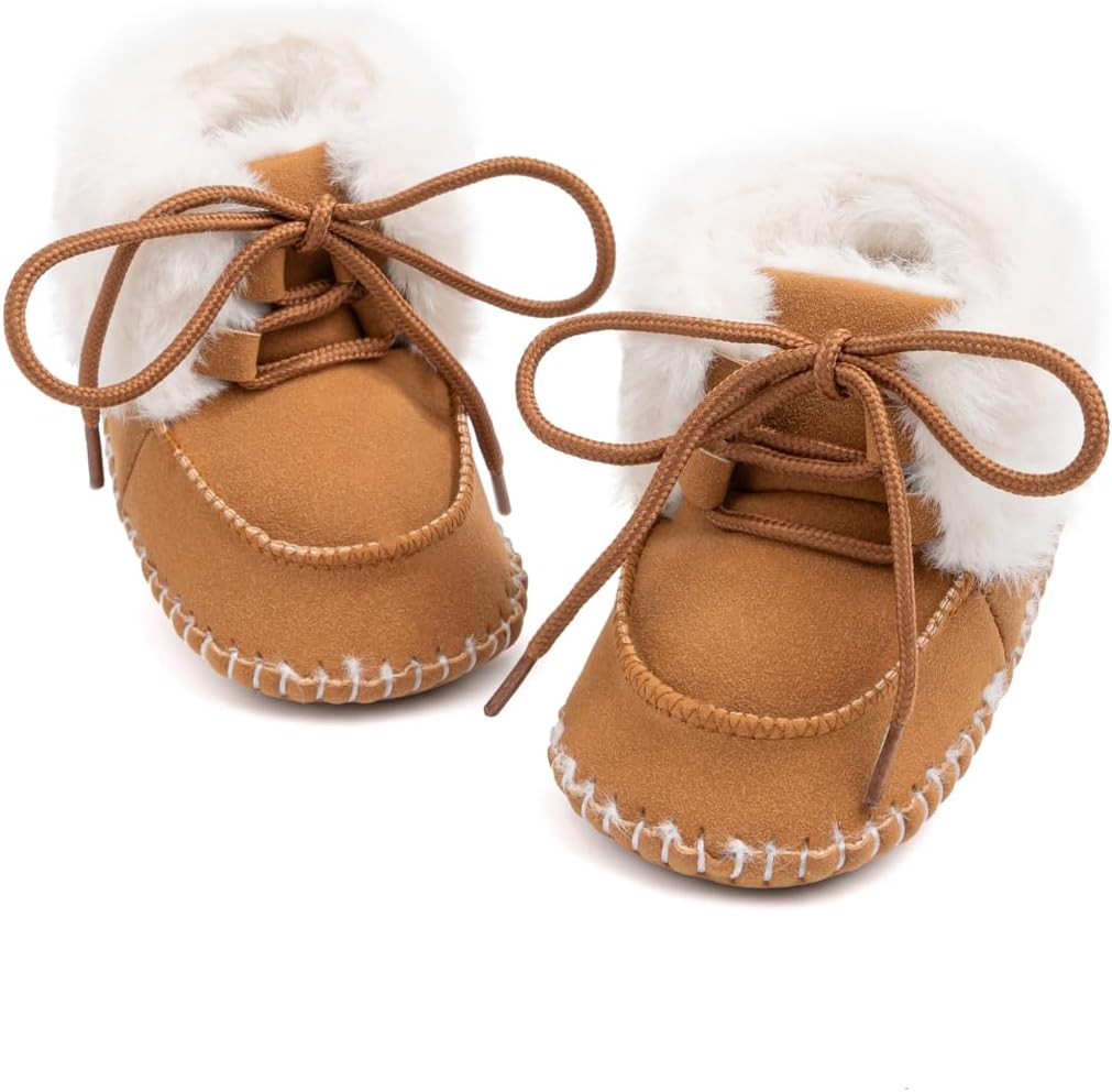 

HsdsBebe Детские ботиночки на щиколотку для мальчиков и девочек, флисовые пинетки с противоскользящей резиновой подошвой, кроссовки для малышей, обувь для новорожденных для ходьбы и сна, C3421/Brown