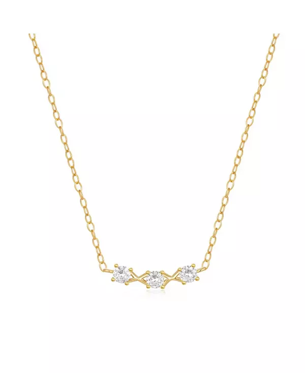 

Ожерелье из стерлингового серебра с покрытием из 18-каратного золота и тремя круглыми кубическими цирконами Hollywood Sensation, gold