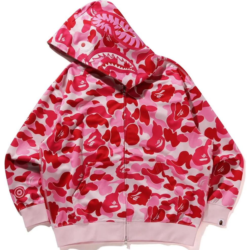 Bape Abc Camo Rayon расслабленный крой акула худи на молнии A BATHING APE, розовый — фото 4