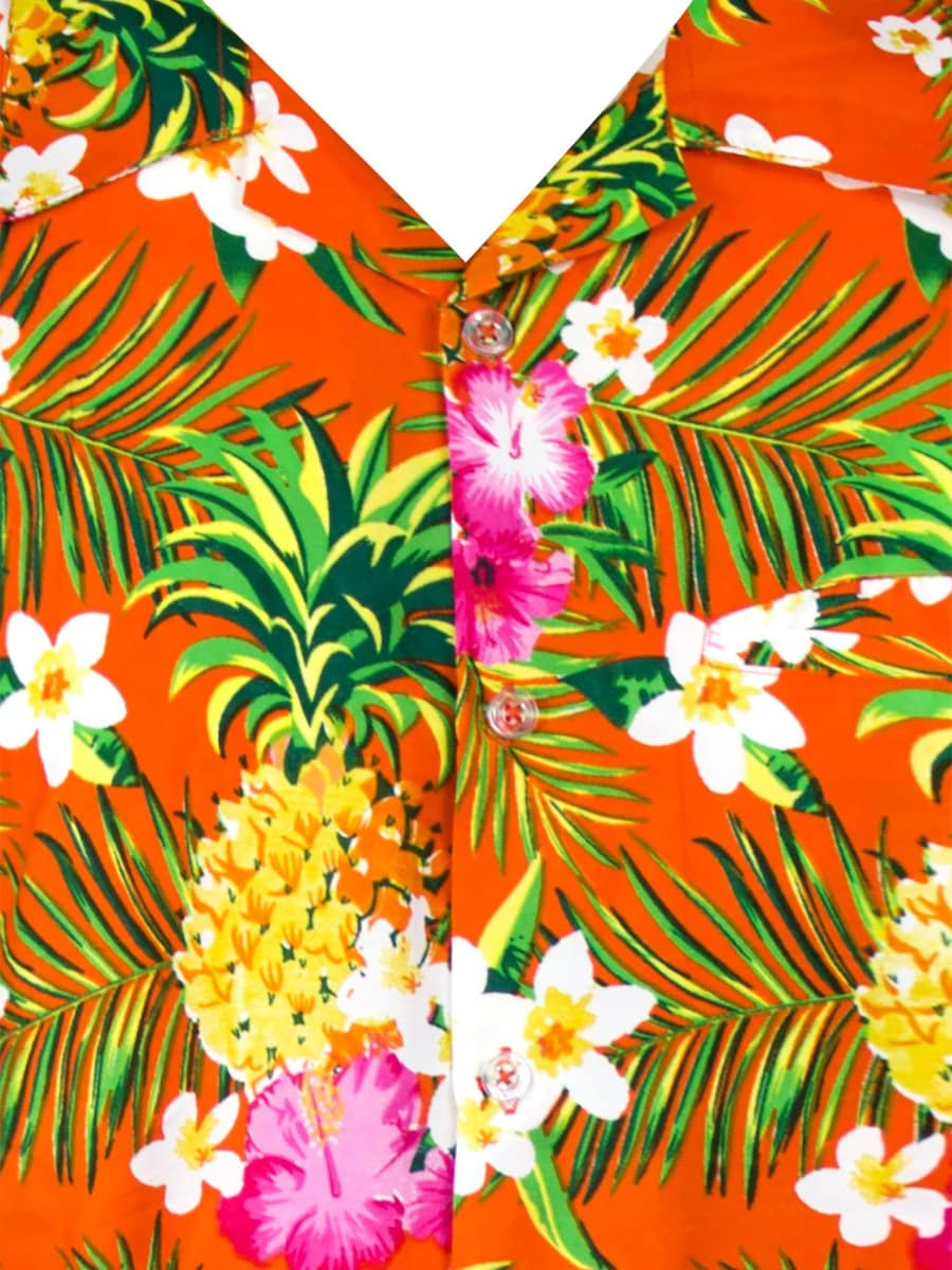 Рубашка на пуговицах классического кроя King Kameha Pineapple Flowers, оранжевый — фото 3