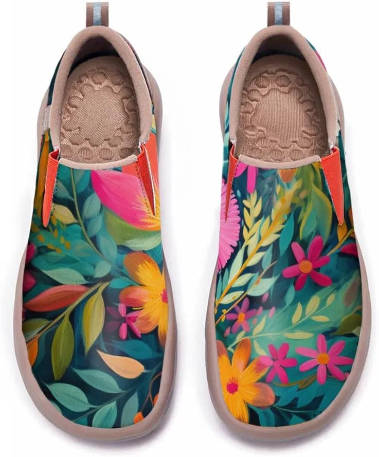 Мужские слипоны, расписанные вручную, Comfort Soft, цвет Colorful Flowers-07 Solepulse