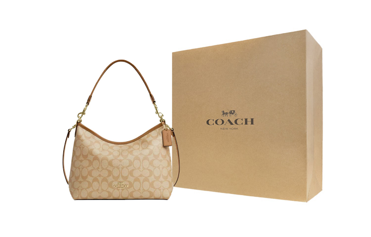 

COACH Сумка-хобо из лакированного холста с кожаными вставками