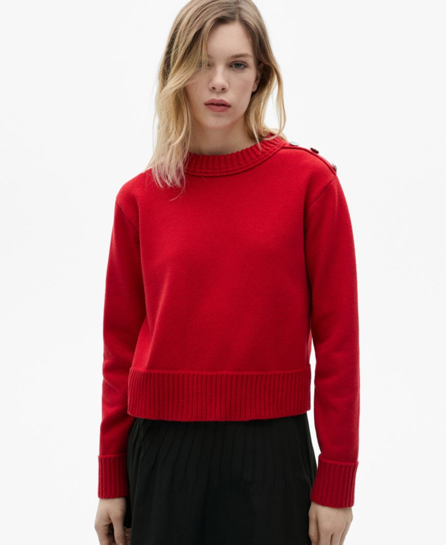 

Женский вязаный свитер с декоративными пуговицами MANGO, Red