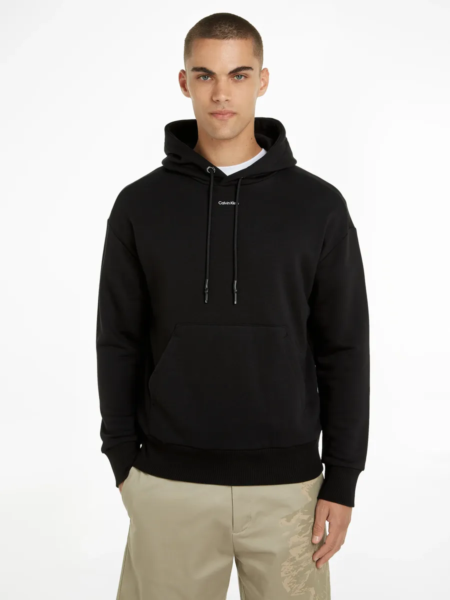 

Толстовка Calvin Klein с капюшоном "NANO LOGO HOODIE" и надписью-логотипом, цвет Ck Black