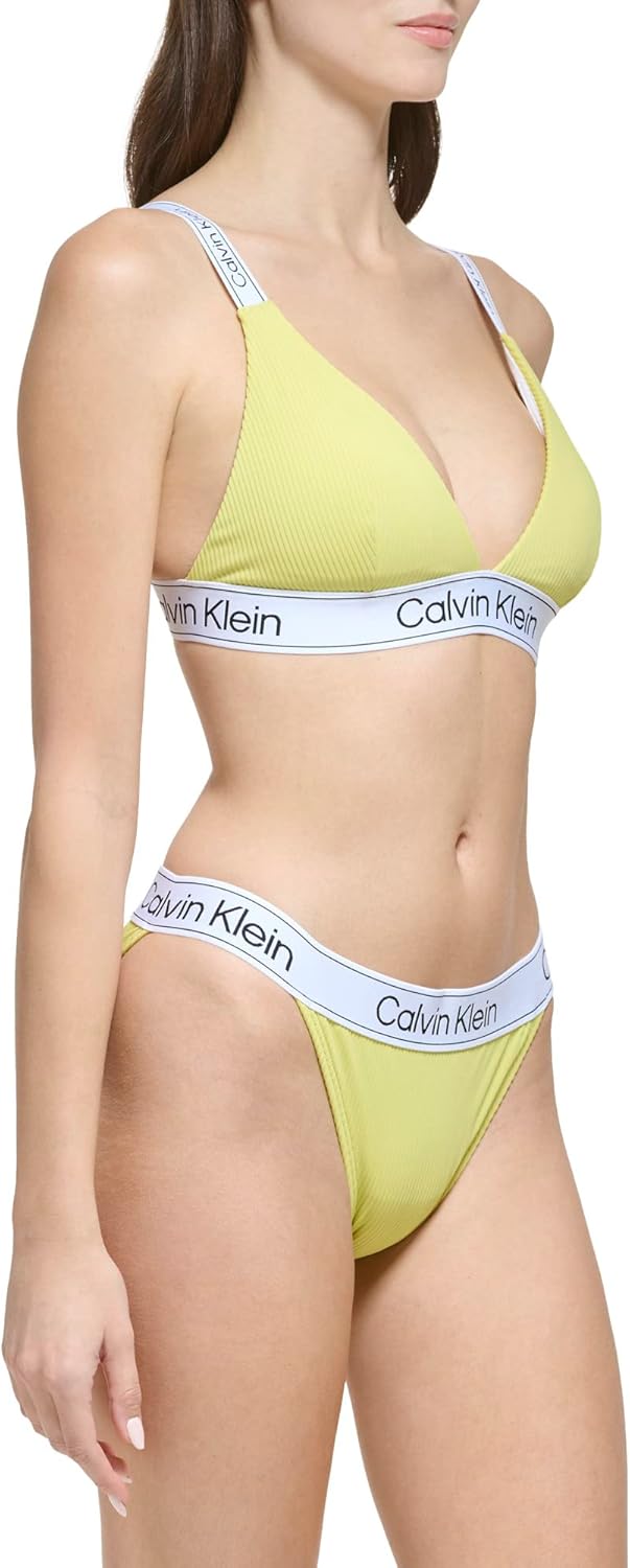 Женский комплект бикини Calvin Klein с заниженной талией, эластичными треугольными чашечками и логотипом, Pear Silky Rib — фото 2