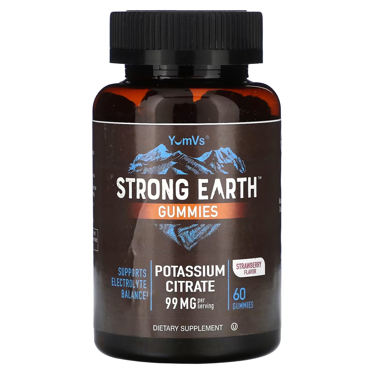 

Добавка YumV's Strong Earth Gummies с цитратом калия, клубникой, 60 жевательных конфет