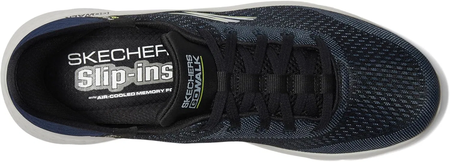 Мужские кроссовки Skechers Go Walk Flex New World, Navy And Lime Textile Synthetic — фото 3