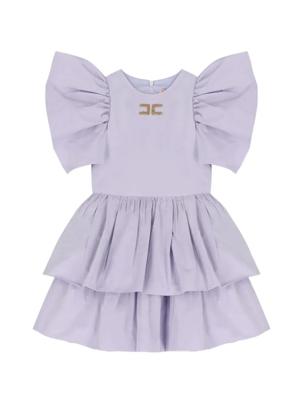 Платье с оборками на рукавах Elisabetta Franchi Kids, фиолетовый