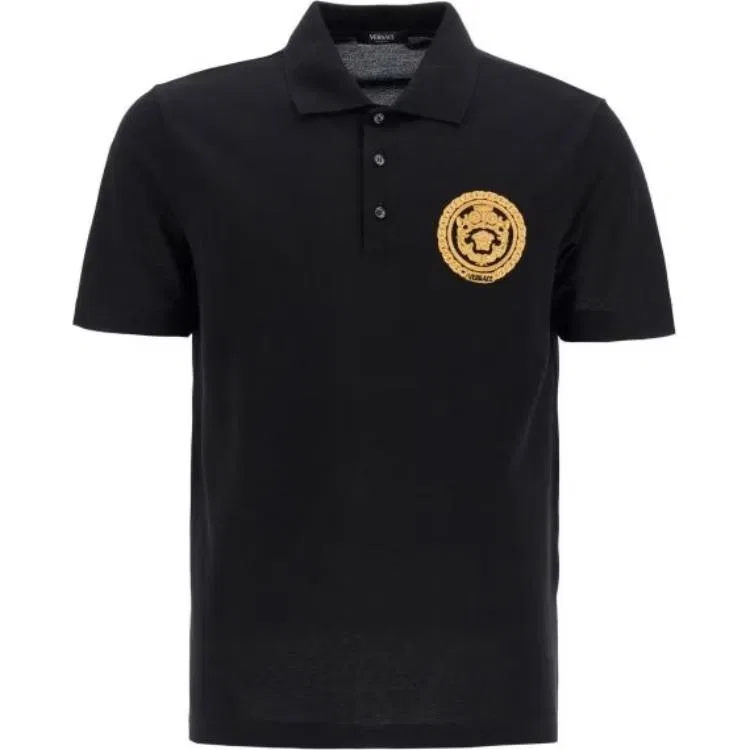 Футболка поло с принтом Medusa VERSACE черная