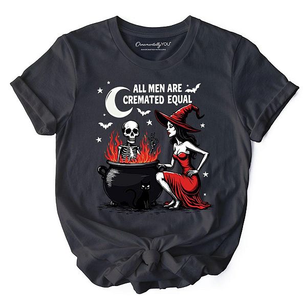 

Футболка Halloween All men are cremated equal, funny witch Ornamentallyyou, Gray