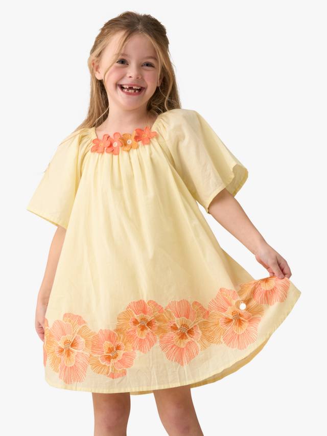 

Детское платье-трапеция с вышивкой Angel & Rocket, Yellow/Multi