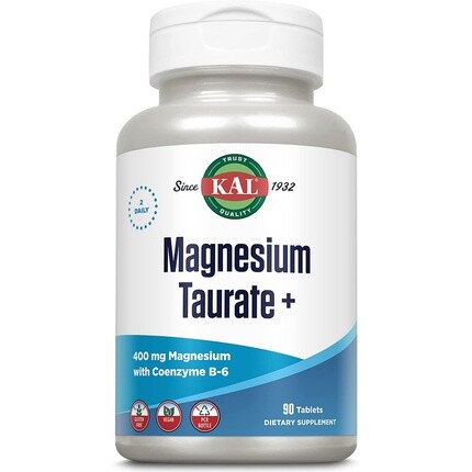 

KAL Magnesium Taurate 400 мг плюс коэнзим витамин B6 хелатная добавка магния 90 таблеток
