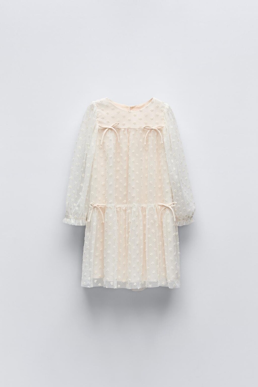 

Платье из тюля с вышивкой ZARA, экрю