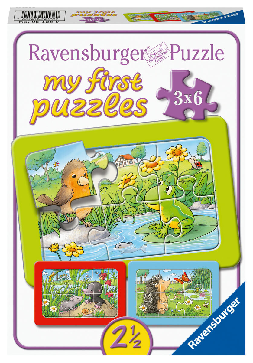 

Равенсбургер, пазл, Зверюшки, 3х6 шт. Ravensburger