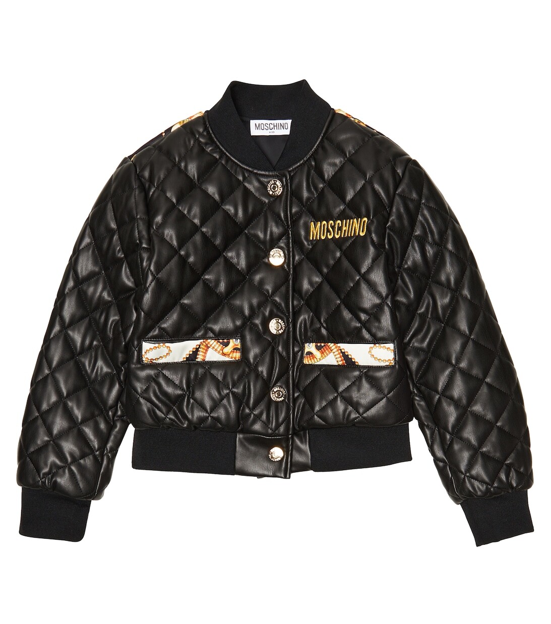 

Стеганая куртка из искусственной кожи Moschino, черный