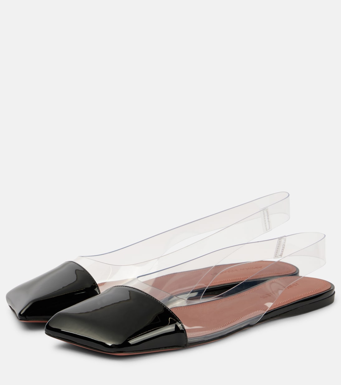 Туфли Ane Glass из ПВХ и лакированной кожи с открытой пяткой Amina Muaddi, Transparent Pvc  & Black Patent — фото 4