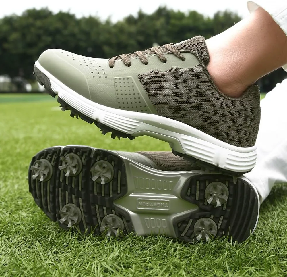 

Профессиональные мужские гольф-туфли THESTRON с 7 шипами, противоскользящие, для занятий гольфом на открытом воздухе, удобные спортивные кроссовки для гольфа, размеры 7-15, зеленый