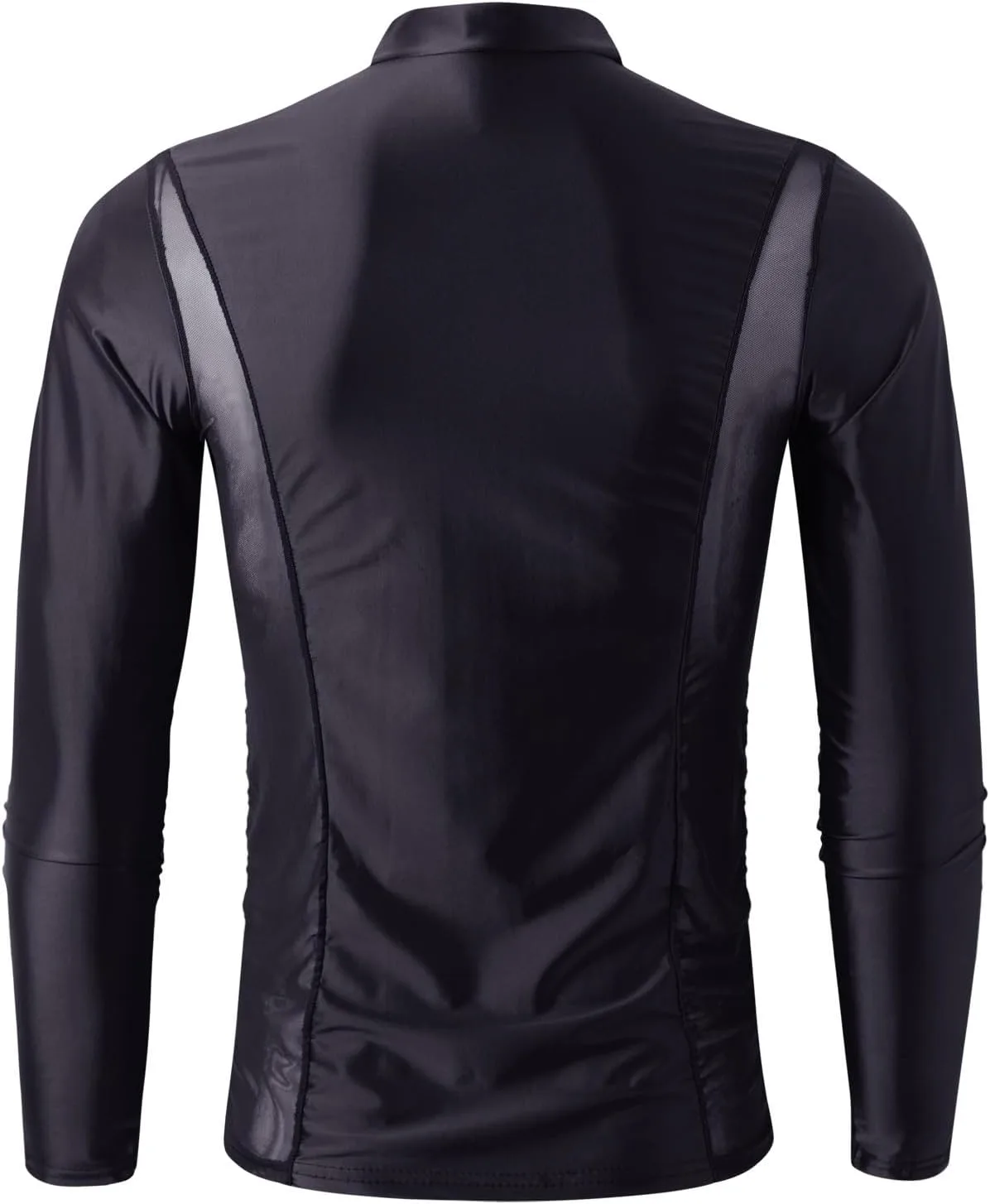 Мужская модная футболка Clubwear с высоким воротником и длинными рукавами — фото 4
