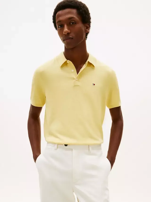 Рубашка-поло из чесаного хлопка, стандартного кроя, с коротким рукавом Tommy Hilfiger, Light Yellow