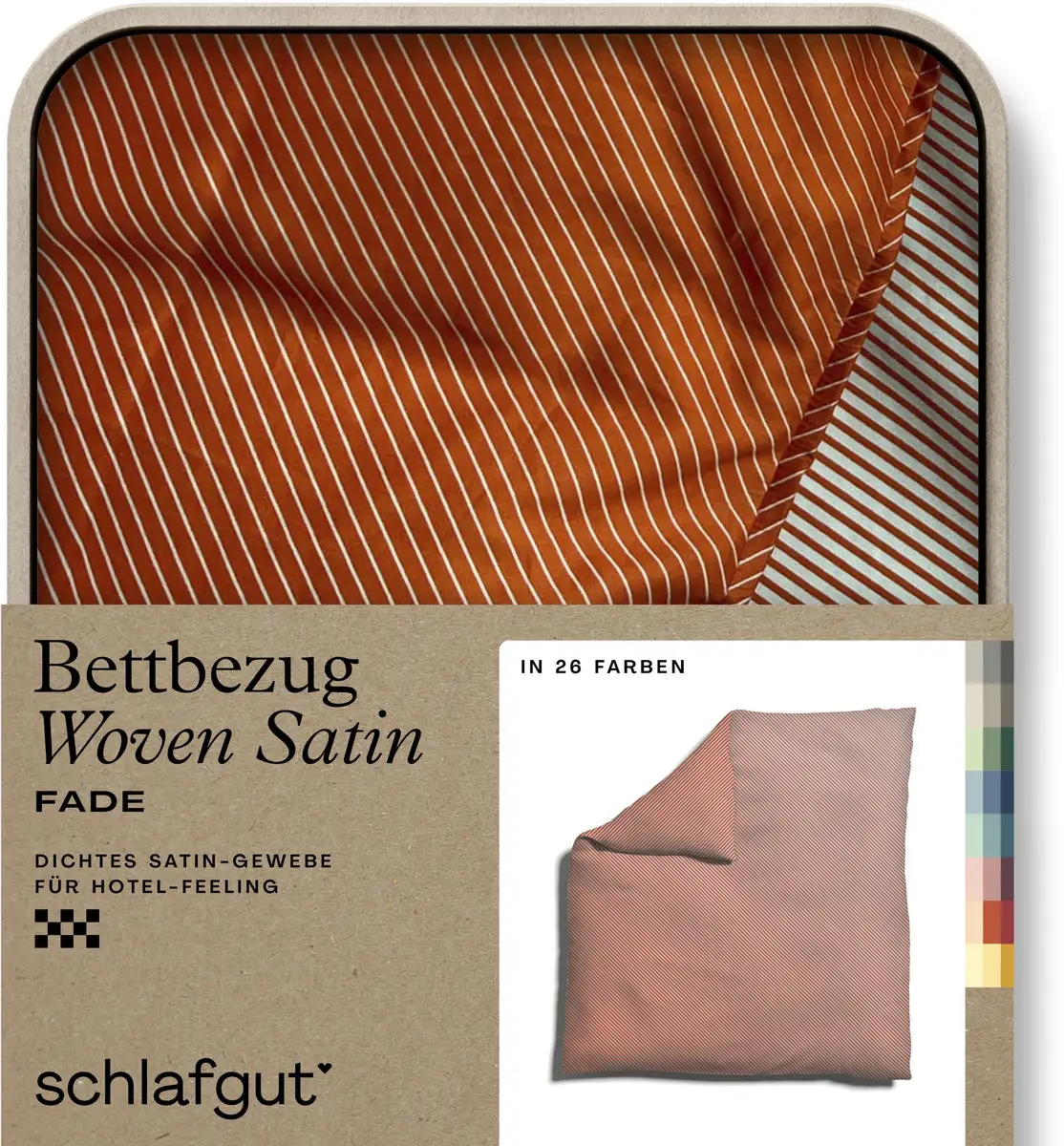 

Пододеяльник Schlafgut Woven Satin Fade с тонкими полосками, серый