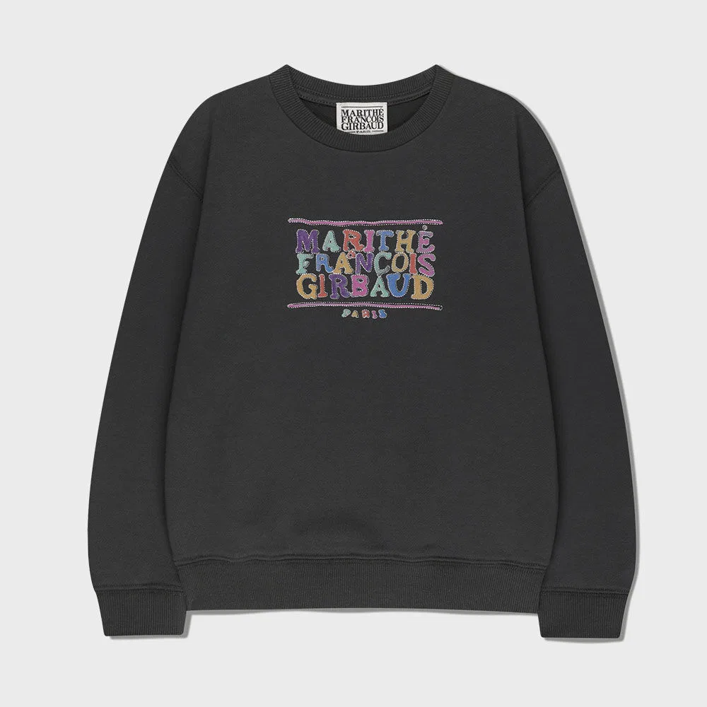 Детский свитшот с начёсом Doodle Classic Logo, угольный, от Marithé Kids — фото 2