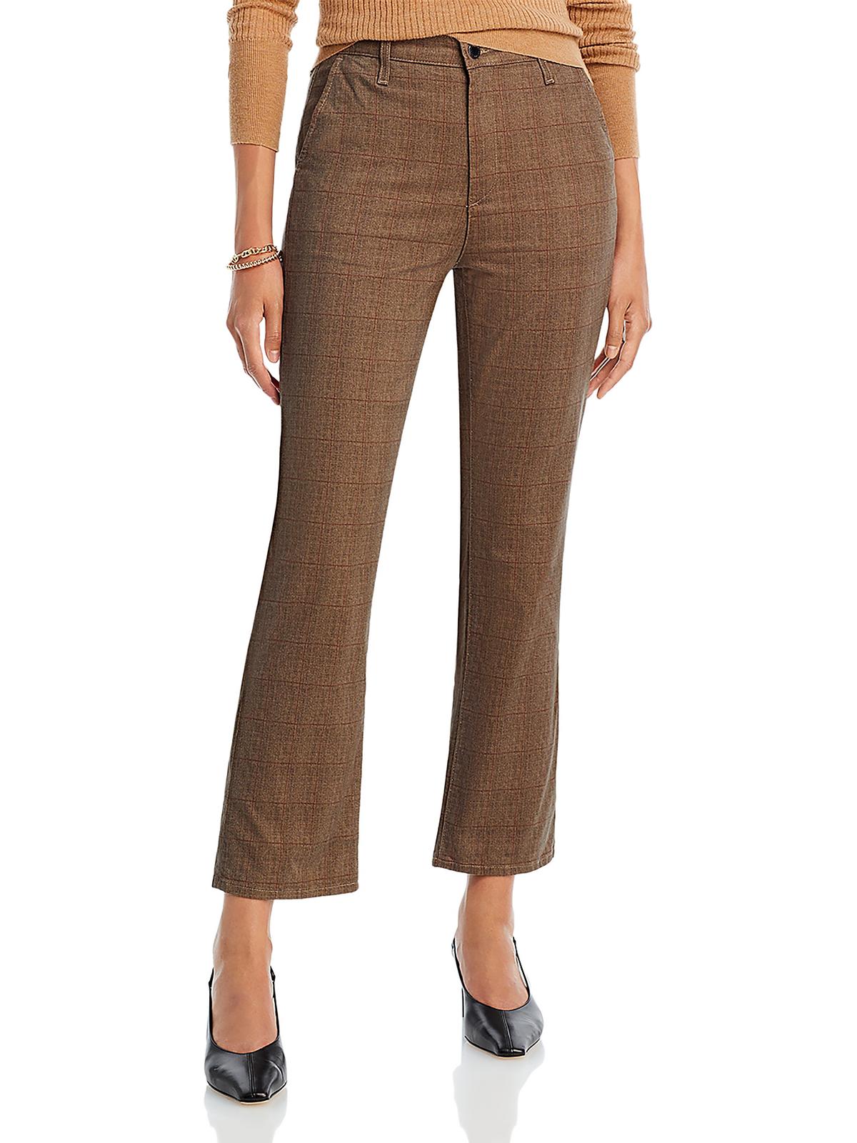 

Женские укороченные расклешенные брюки в клетку AG Jeans, цвет hemlock brown
