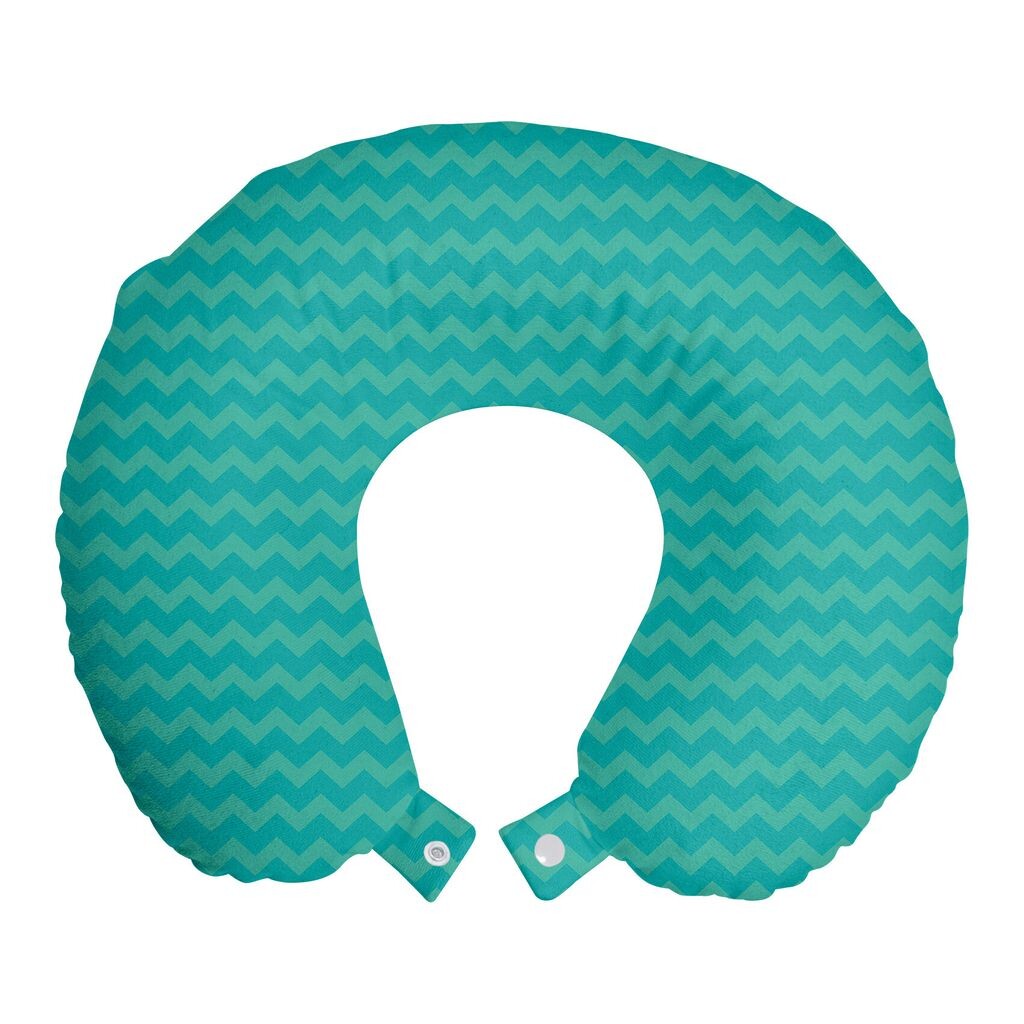 

ABAKUHAUS Aqua Chevron Дорожная подушка для шеи, зигзагообразный узор, дорожные принадлежности из пенопласта для самолета и автомобиля, 30x30 см, Темный морской пенопласт, бирюзовый