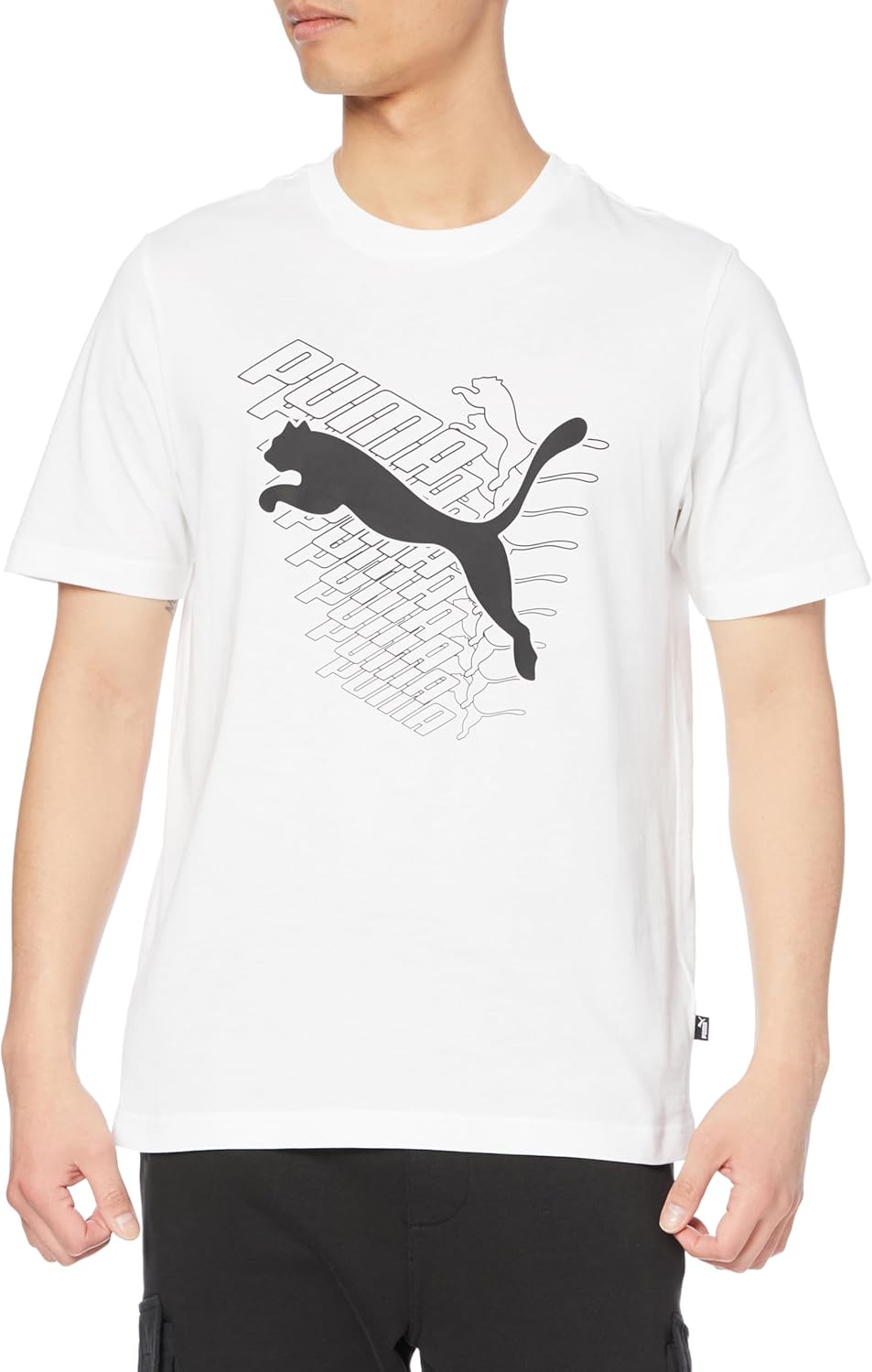 

Мужская повседневная футболка PUMA, свободный крой, с принтом кошки, белый