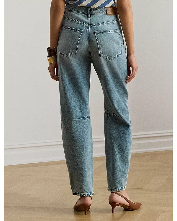 Синие джинсы с высокой посадкой и зауженными штанинами Ralph Lauren, Blue — фото 3