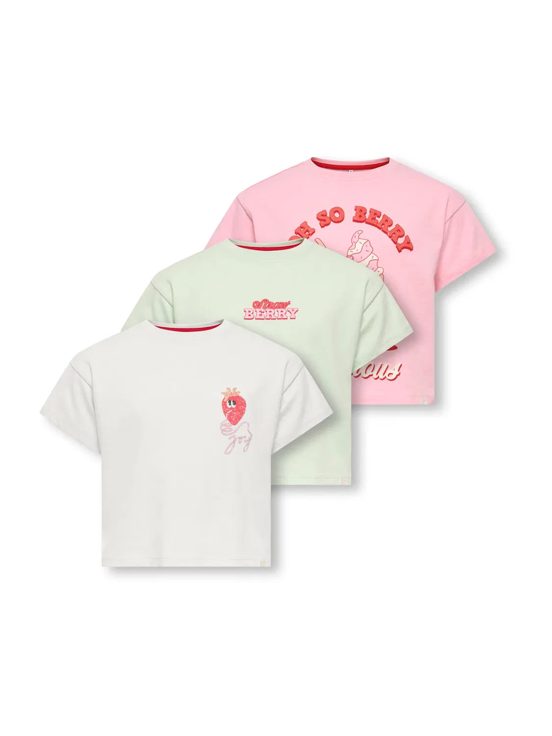 Футболка 'KMGBELINDA' Only Mini, Pastel Green/Rose/White