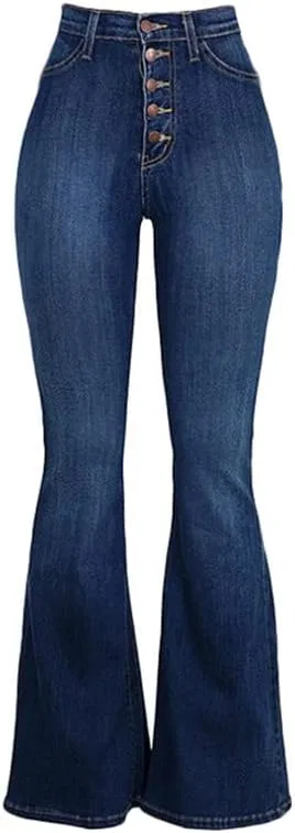 Джинсы-клеш Andongnywell Mid Waist Juniors Womens Plus 70s Flared Bell Bottom Bootcut Denim Jeans Pants