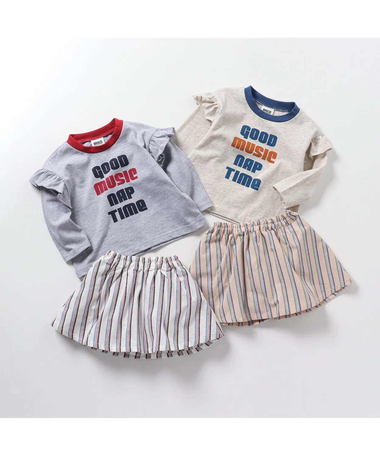 Комплект: юбка с шортами и фрил-лонгслив BREEZE, цвет слоновая кость — фото 2