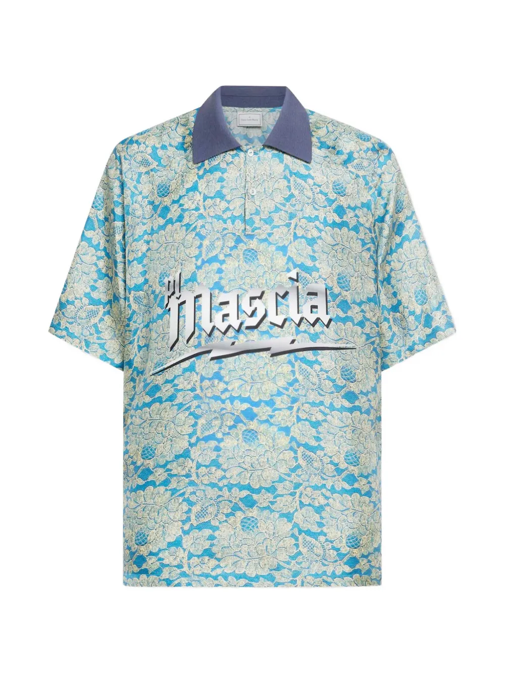 

Шелковая поло с цветочным принтом алоэ Pierre-Louis Mascia, синий