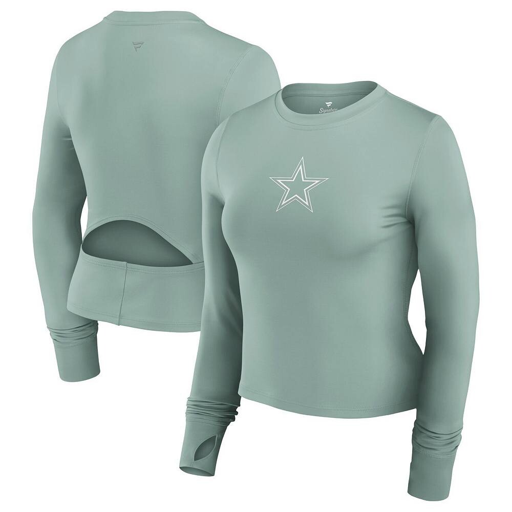 

Женский спортивный топ с длинными рукавами Fanatics Signature Green Dallas Cowboys Studio, цвет Cow Green