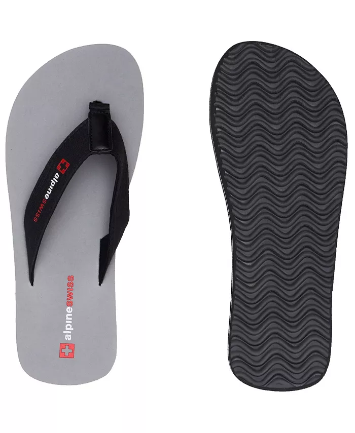 Мужские шлепанцы Flip Flops, легкие сланцы с перемычкой между пальцами. Пляжные сандалии на подошве из EVA для комфорта. Прочные шлепанцы для мужчин, повседневная обувь для бассейна и улицы Alpine Swiss, серый — фото 4