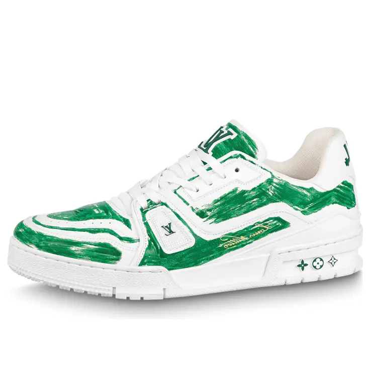 Кроссовки Louis vuitton LV Trainer 'White and Colored In Green'