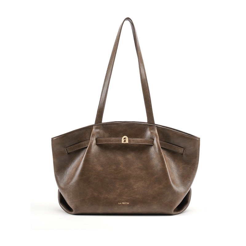 

LA FESTIN Верхняя кожаная сумка из телячьей кожи через плечо подмышечная вместительная женская кардамон коричневый кокос ворон черный, Cocoa Khaki