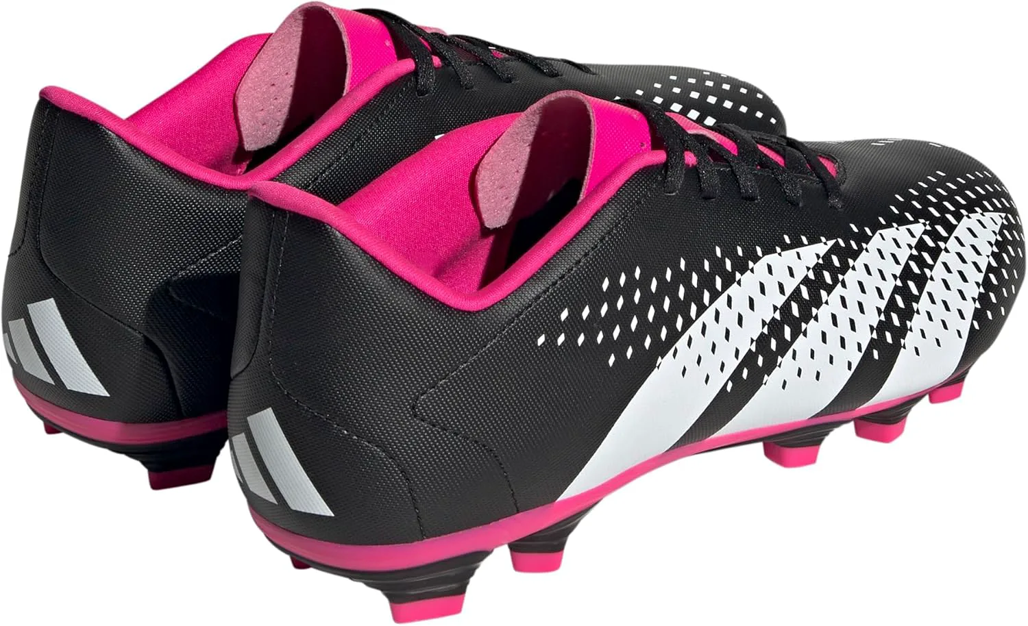 Футбольные бутсы для зала Adidas Predator Accuracy.4 - королевский синий цвет, верх из синтетических материалов и переработанных материалов, черный/белый/розовый — фото 4