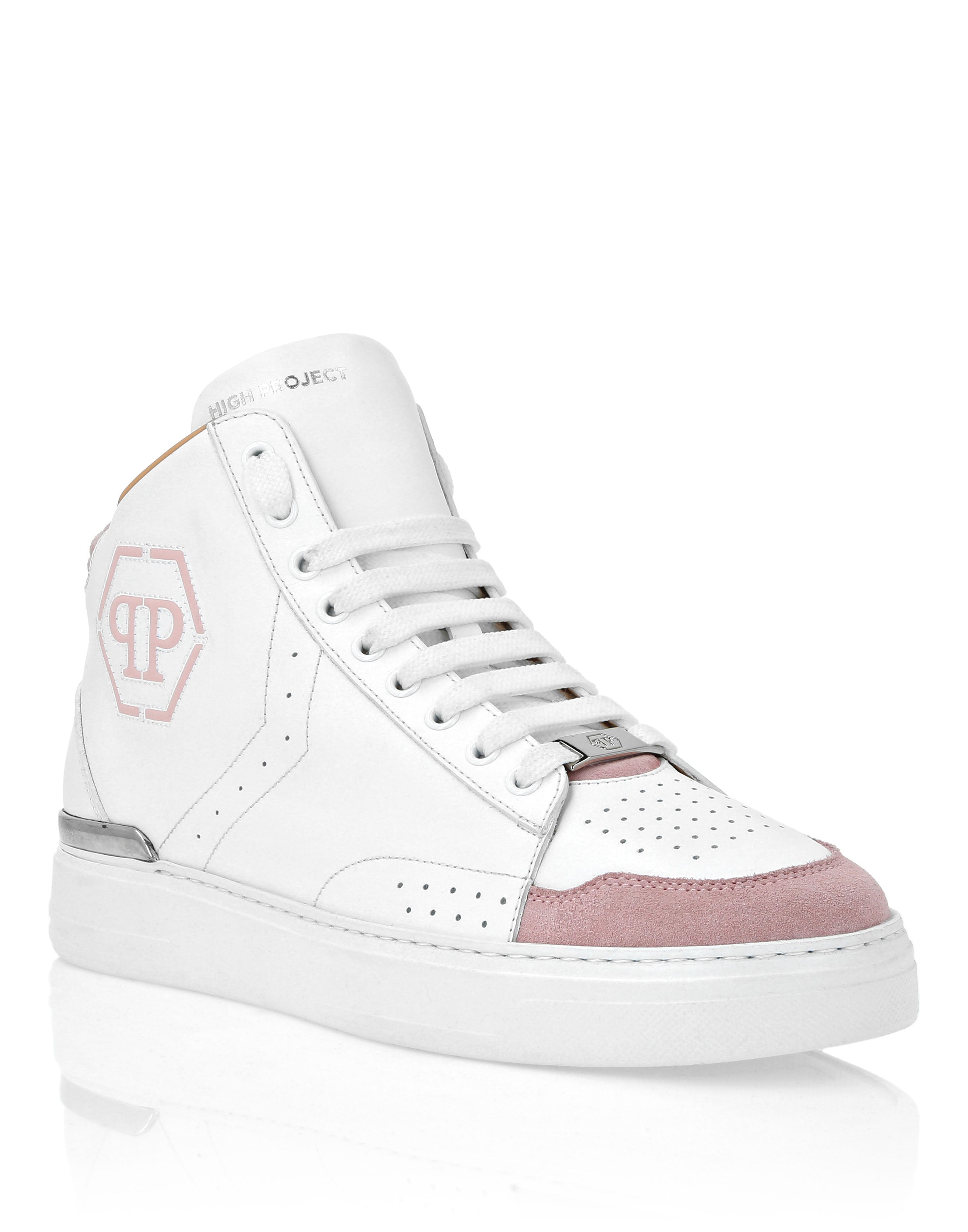 

Кожаные кроссовки Mid-Top Hexagon PHILIPP PLEIN, розовый