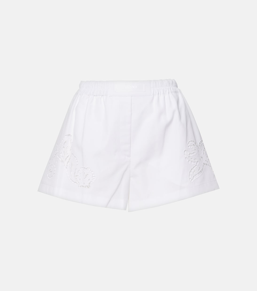 

Шорты из хлопкового поплина с вышивкой Sangallo Versace, Optical White