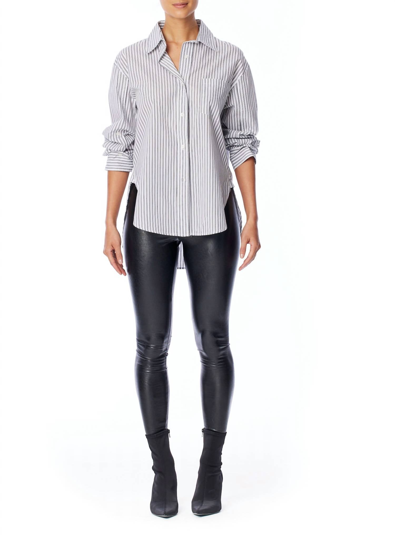 

Рубашка в полоску Iris с пуговицами в сером и белом цветах LBLC THE LABEL