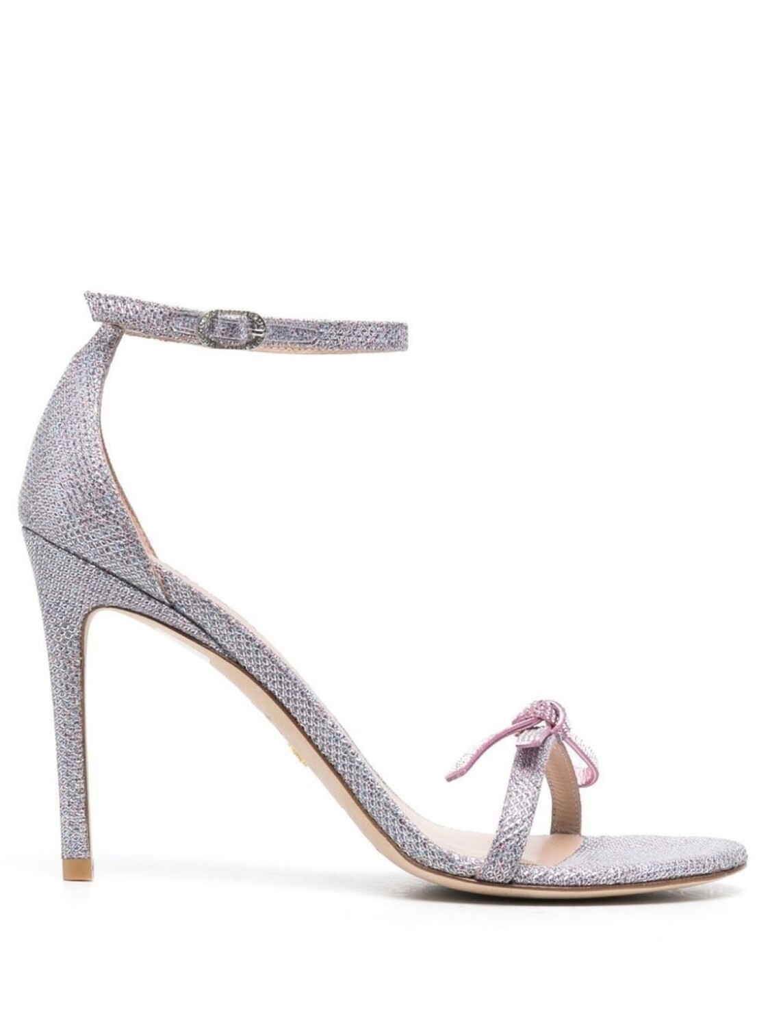 

Босоножки с эффектом металлик и бантом Stuart Weitzman, серебристый