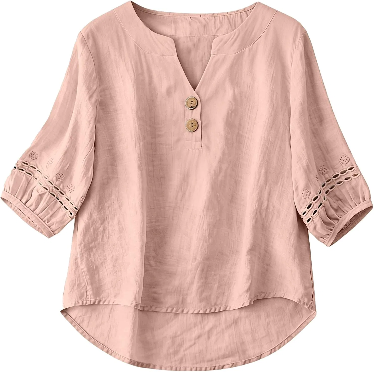 Блуза женская с плиссе, Cotton & Linen, розовый
