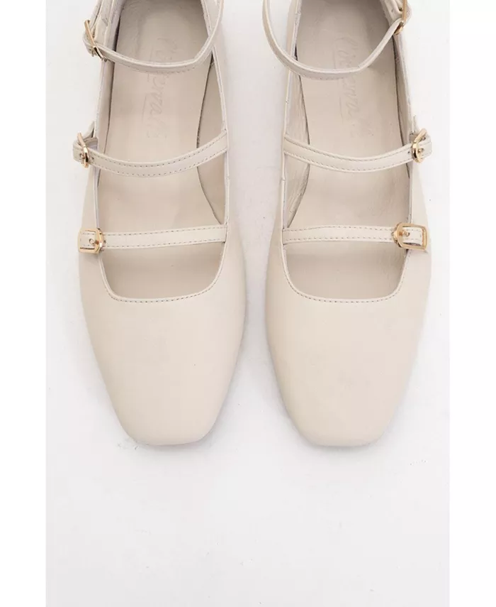 Кожаные балетки Serena в стиле Mary Jane Forever & Always Shoes, загар/бежевый — фото 4