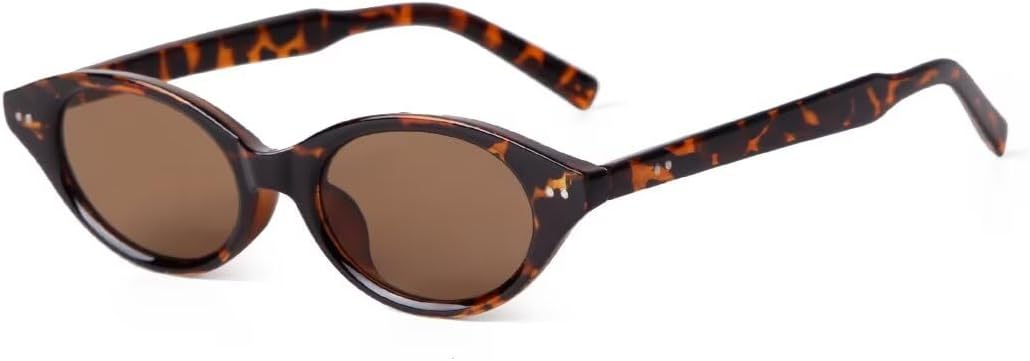 

Ретро-солнцезащитные очки овальной формы «кошачий глаз» для женщин и мужчин, маленькая оправа, модный стиль 90-х, Y2K, узкая форма «кошачий глаз», стильные заклепки, дизайнерские солнцезащитные очки DQbhzh, Tortoiseshell Brown