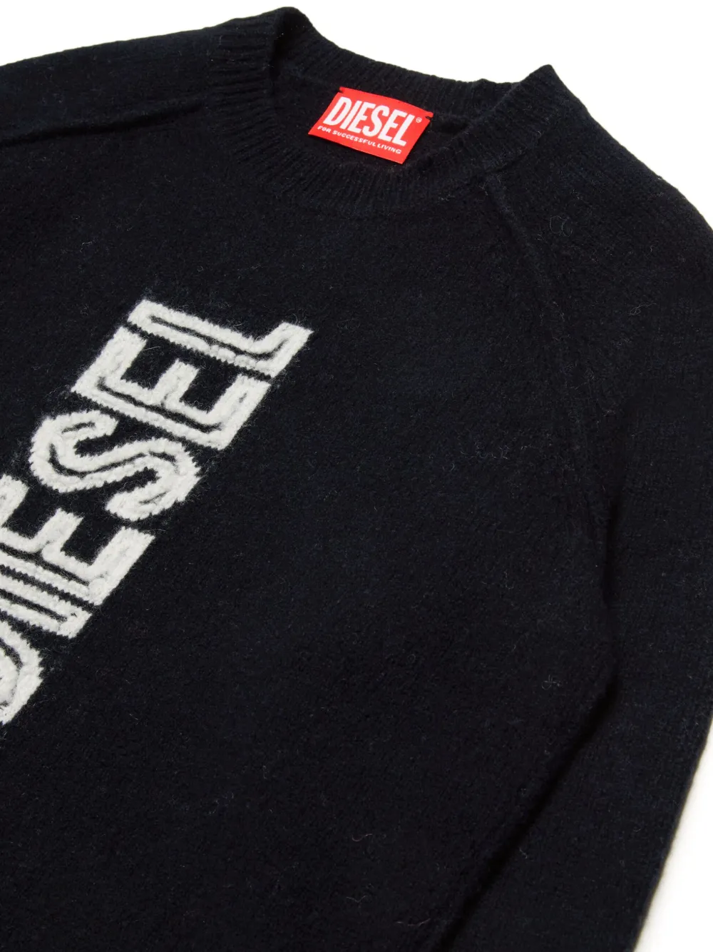 Шерстяная футболка с логотипом Diesel Kids, черный — фото 3