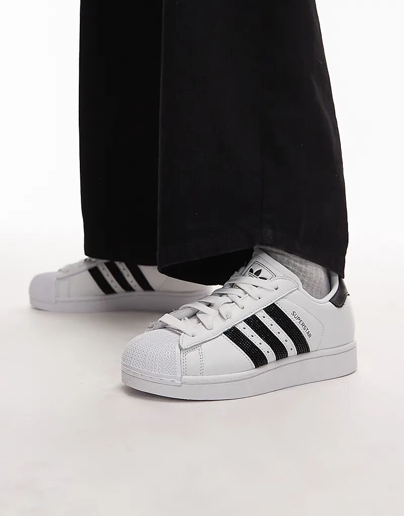 Кроссовки Adidas Originals Superstar II белого и черного цвета с бусинами