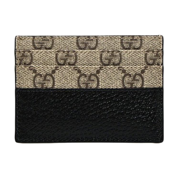 GUCCI Холщовый кошелек с кожаным отделением для карт мужской черный — фото 2