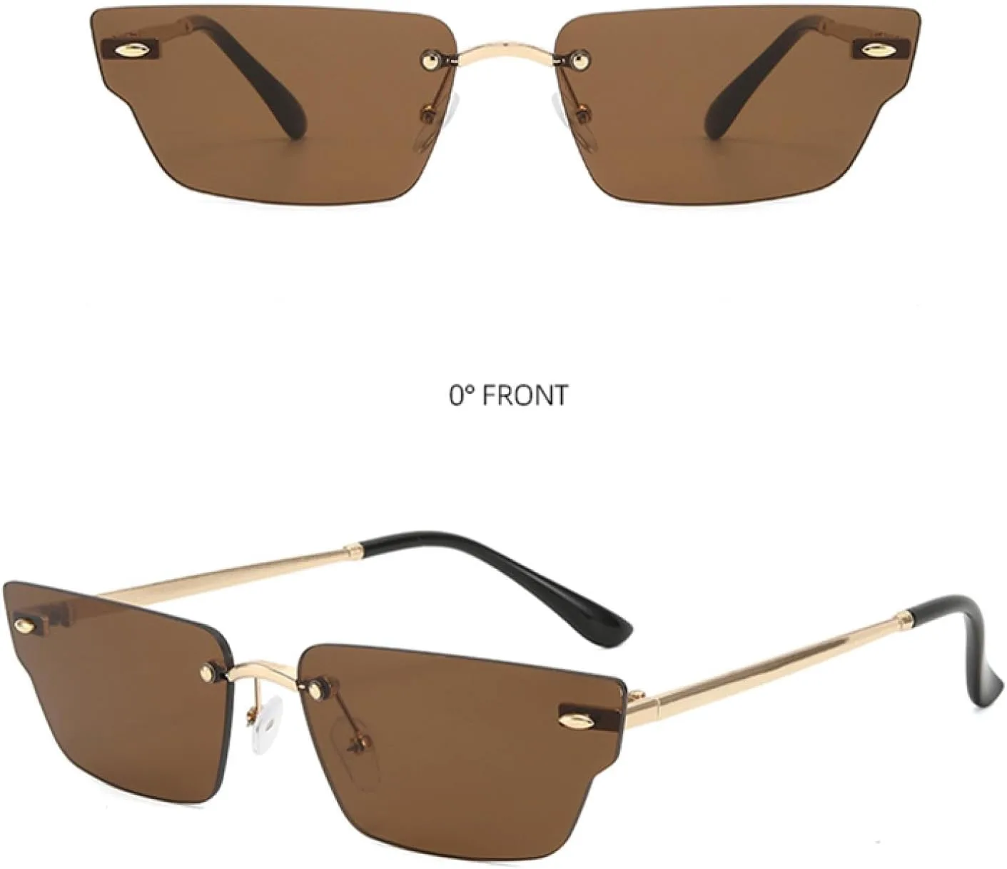 

Солнцезащитные очки без оправы в узком корпусе с металлическими дужками. Легкие и фактурные, идеально подходят для создания стильных образов TKKTLLT, Golden Black